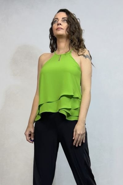 Pencere Detaylı Şık Bluz - Neon Yeşil