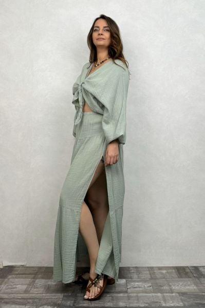 Dione Müslin Etek - Mint Yeşil