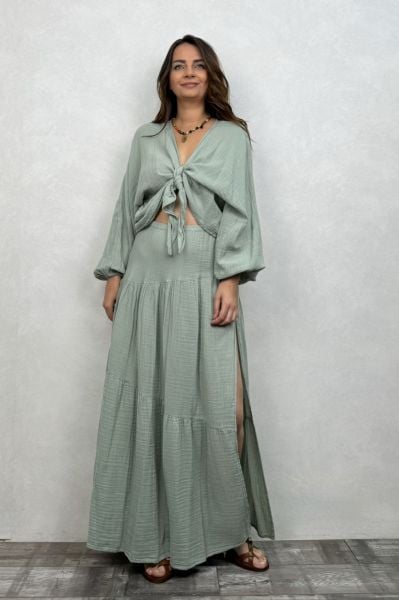 Dione Müslin Etek - Mint Yeşil