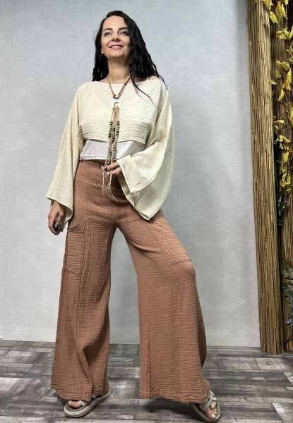 Bia Müslin Bluz Beige -Bej