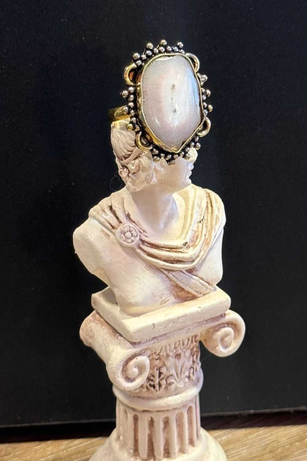 Doğal Taş Yüzük - Beyaz Kuvars