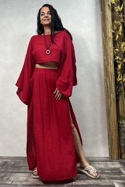 Bia Müslin Bluz Barbados Cherry - Vişne