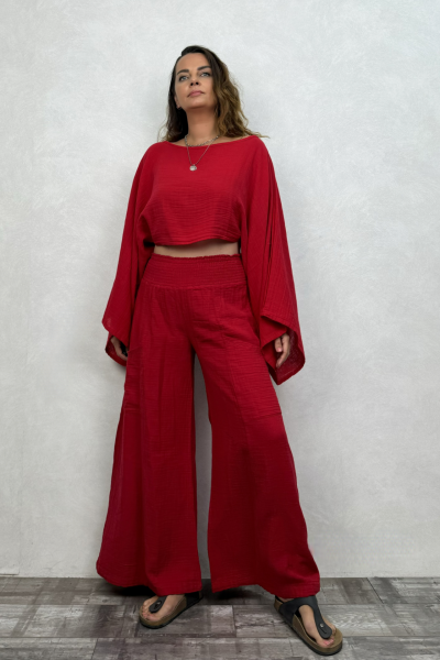 Bia Müslin Bluz Barbados Cherry - Vişne