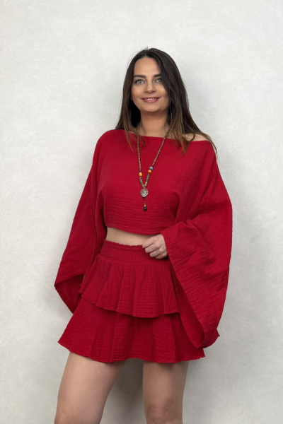 Bia Müslin Bluz Barbados Cherry - Vişne