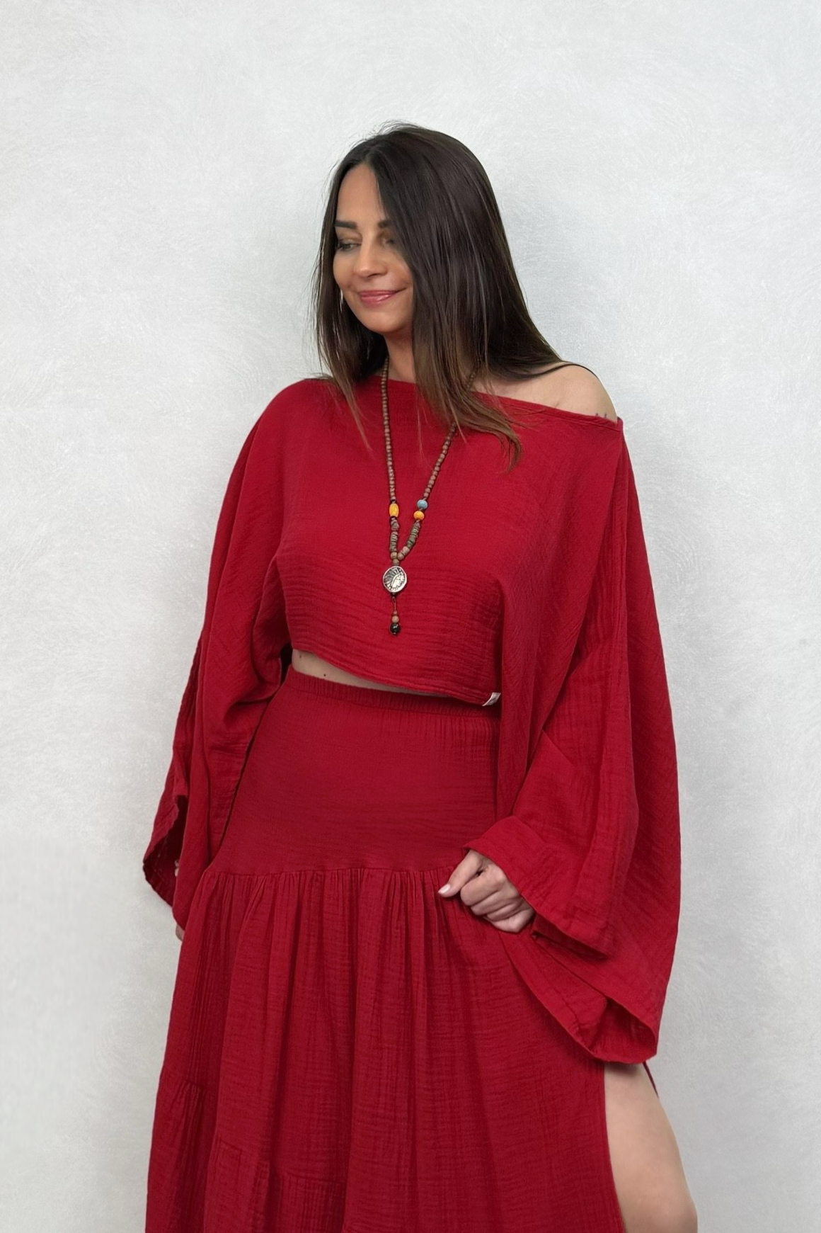 Bia Müslin Bluz Barbados Cherry - Vişne