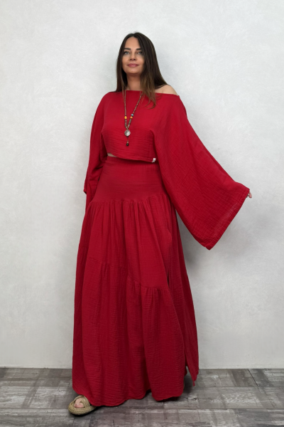 Bia Müslin Bluz Barbados Cherry - Vişne
