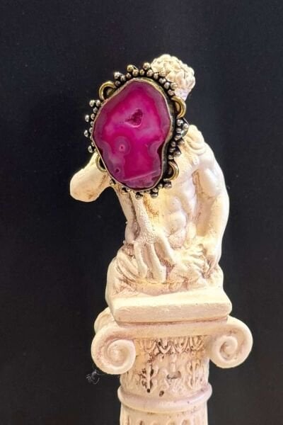 Doğal Taş Yüzük - Pembe Akik