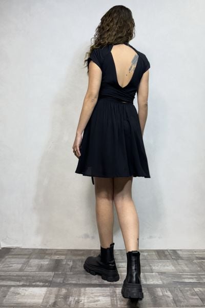Wispy Pencereli Mini Elbise- Siyah