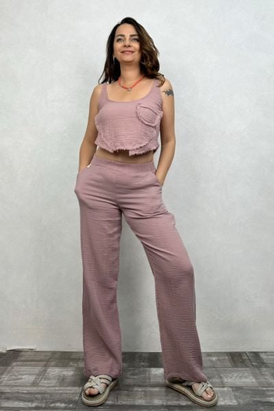 Kos Müslin Askılı Crop Wood Rose - Yaban Gülü