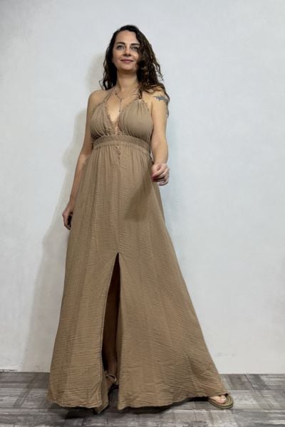 Lilith Müslin Elbise Praline - Kahve