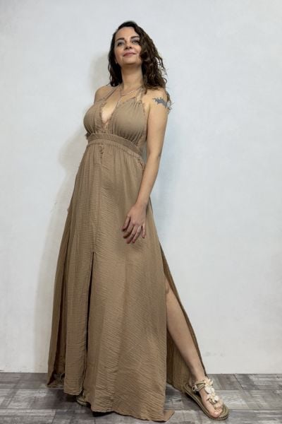 Lilith Müslin Elbise Praline - Kahve