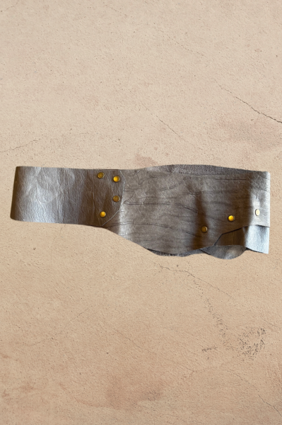 El Yapımı Zımbalı Deri Kemer - Gri Gold