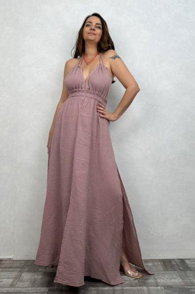 Lilith Müslin Elbise Wood Rose - Yaban Gülü