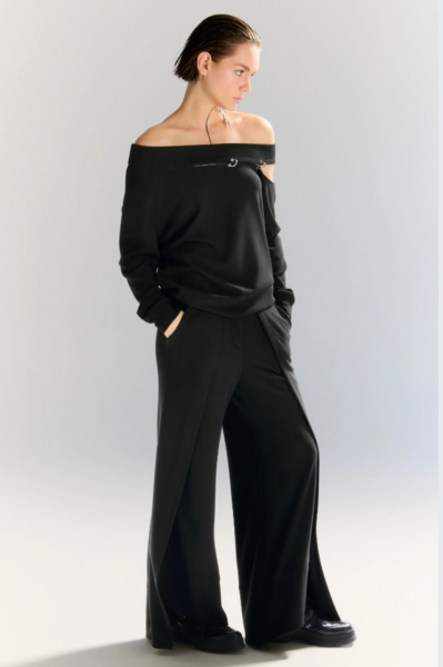 Lamante Straps Halkalı Triko Bluz - Siyah