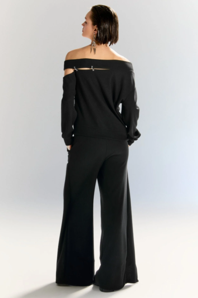 Lamante Straps Halkalı Triko Bluz - Siyah