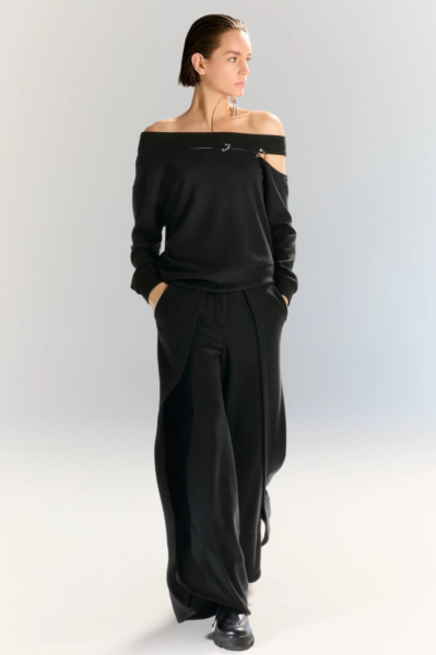 Lamante Straps Halkalı Triko Bluz - Siyah