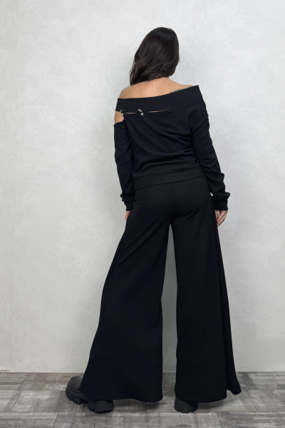 Lamante Straps Halkalı Triko Bluz - Siyah