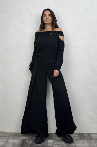 Lamante Straps Halkalı Triko Bluz - Siyah