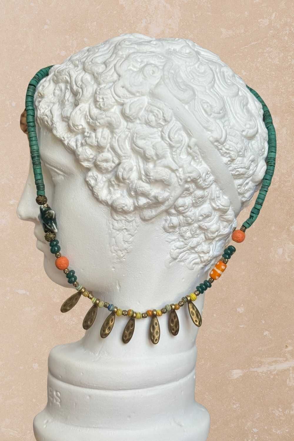 Doğal Taş Tasarım Kolye -Yeşil