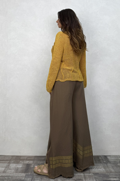 Frig Ağaç Baskı Pantolon Neutral Brown -Doğal Kahve
