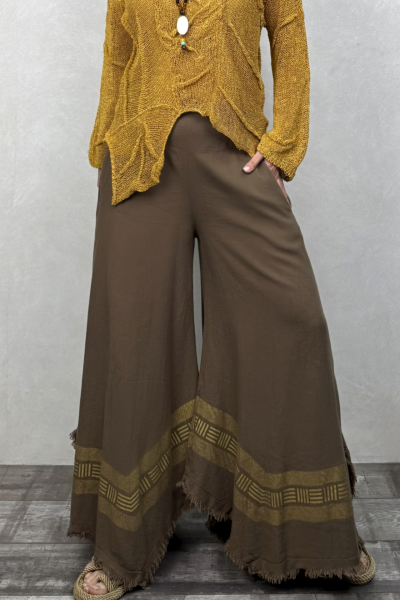 Frig Ağaç Baskı Pantolon Neutral Brown -Doğal Kahve