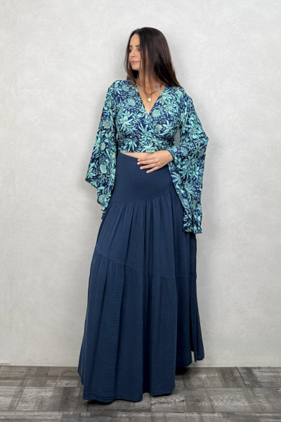 Kimono Kol İpek Bolero Bluz - Asia Turkuaz