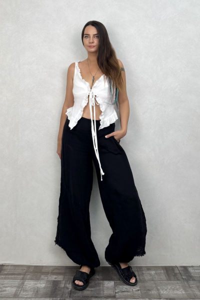 Belus Bağlamalı Bluz - Beyaz