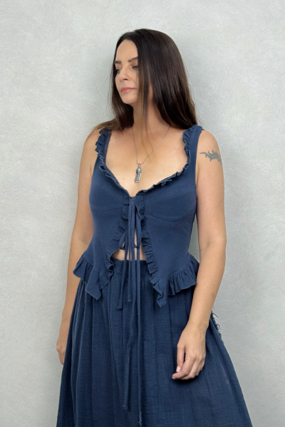 Belus Bağlamalı Bluz Midnight Navy - Lacivert