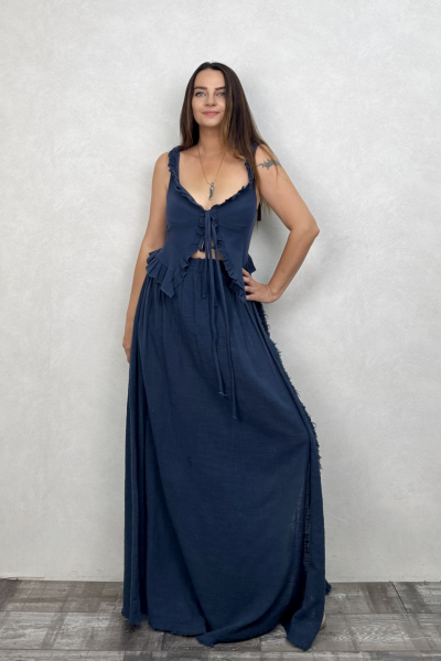 Belus Bağlamalı Bluz Midnight Navy - Lacivert
