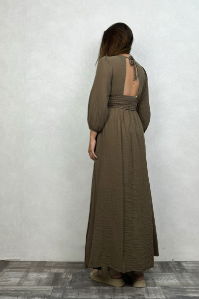 Metis Müslin Elbise Neutral Brown -Doğal Kahve