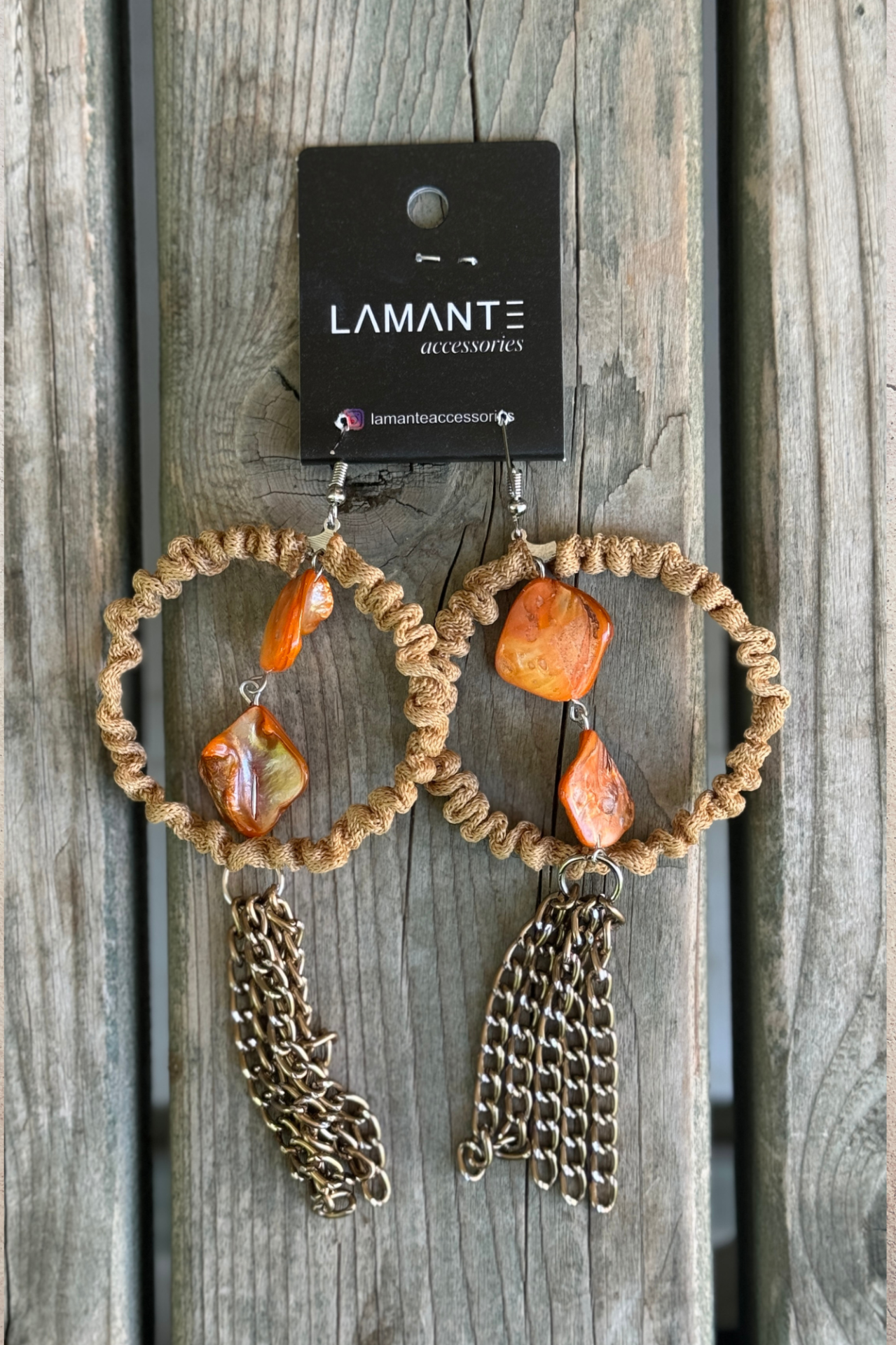 Lamante Tasarım Küpe - Kahve Orange