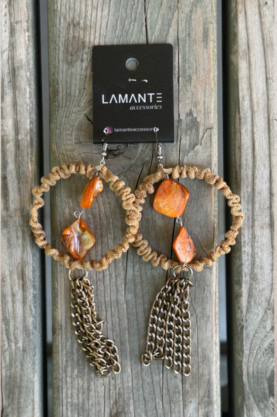 Lamante Tasarım Küpe - Kahve Orange