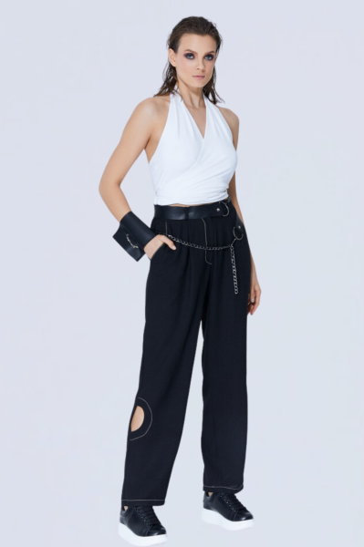 Lamante Bulmaca Crop Bluz  - Beyaz