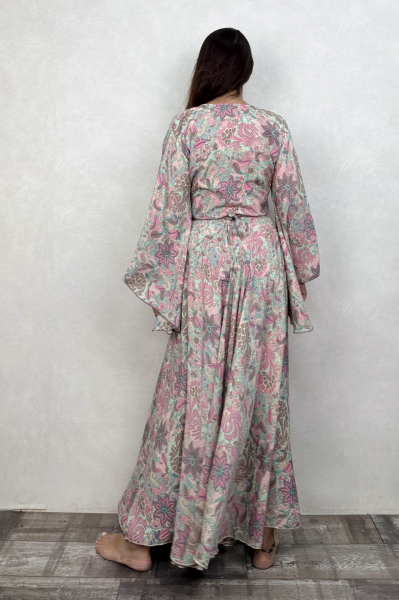 Kimono Kol İpek Bolero Bluz - Somon