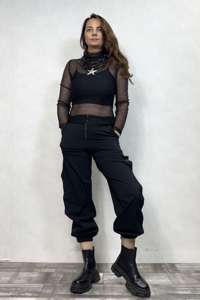 Lamante Çıtçıtlı Pantolon- Siyah