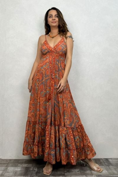 Rhapsody İpek Elbise - Orange