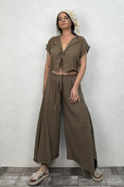 Vialis Müslin Bluz Neutral Brown - Doğal Kahve