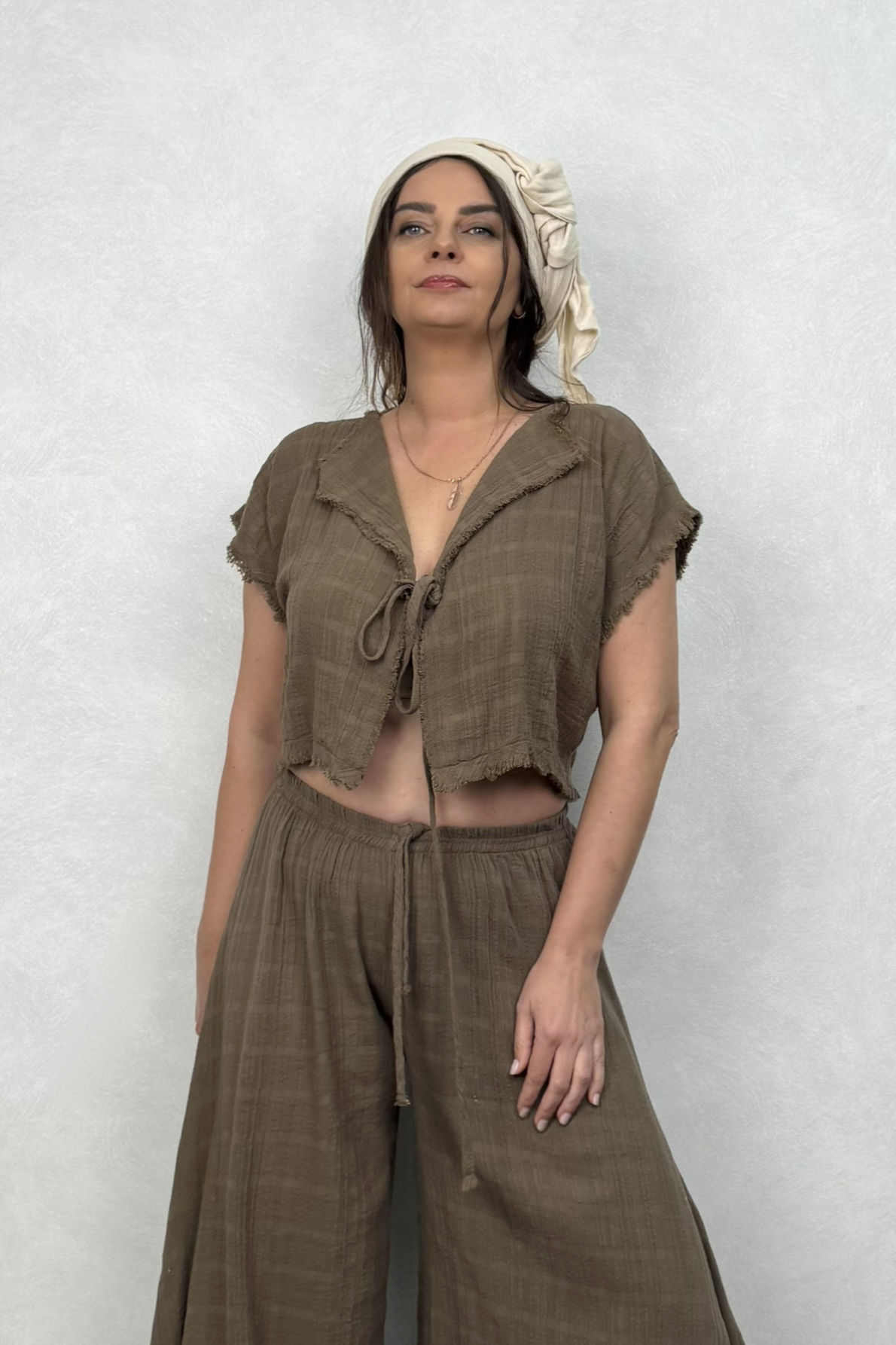 Vialis Müslin Bluz Neutral Brown - Doğal Kahve