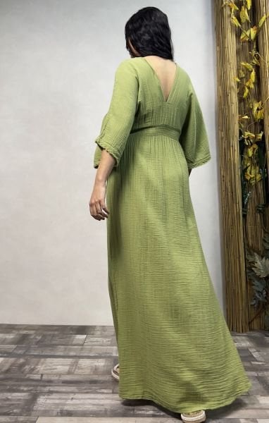 Hemera Müslin Elbise Sage Green - Yeşil