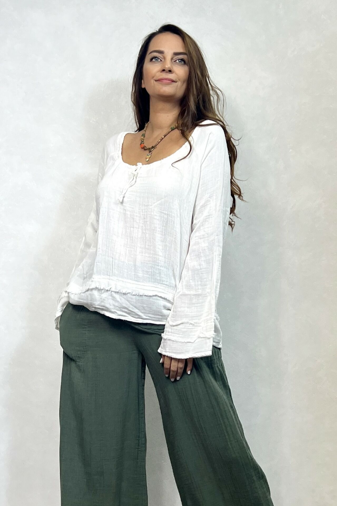 Alya Müslin Bluz - Beyaz