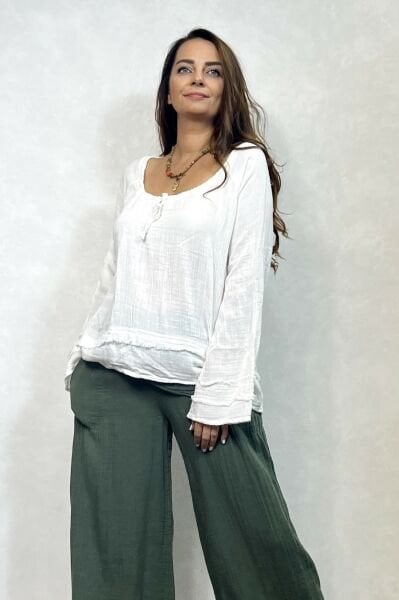 Alya Müslin Bluz - Beyaz