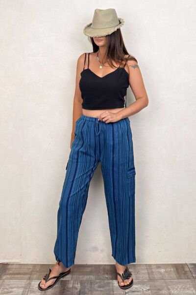 Nepal Kargo Pantolon - Mavi Çizgili