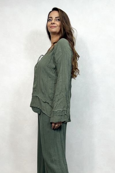 Alya Müslin Bluz - Haki