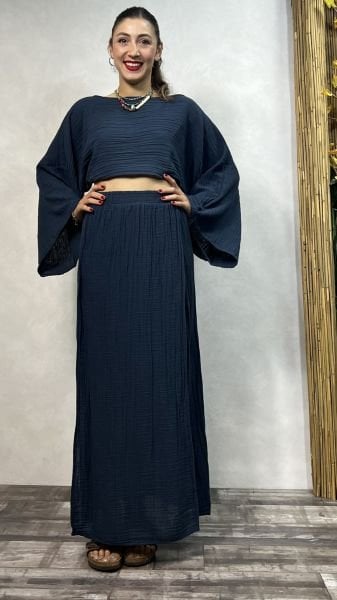 Bia Müslin Etek Midnight Navy- Lacivert
