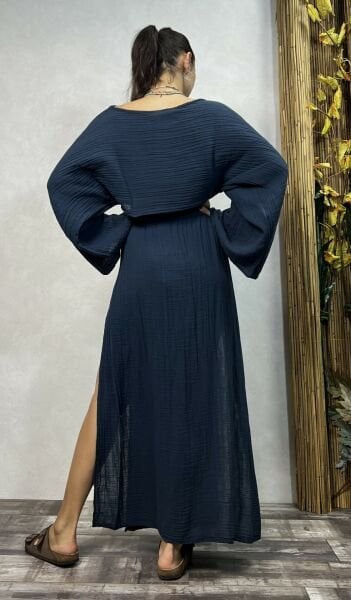 Bia Müslin Bluz Midnight Navy - Lacivert