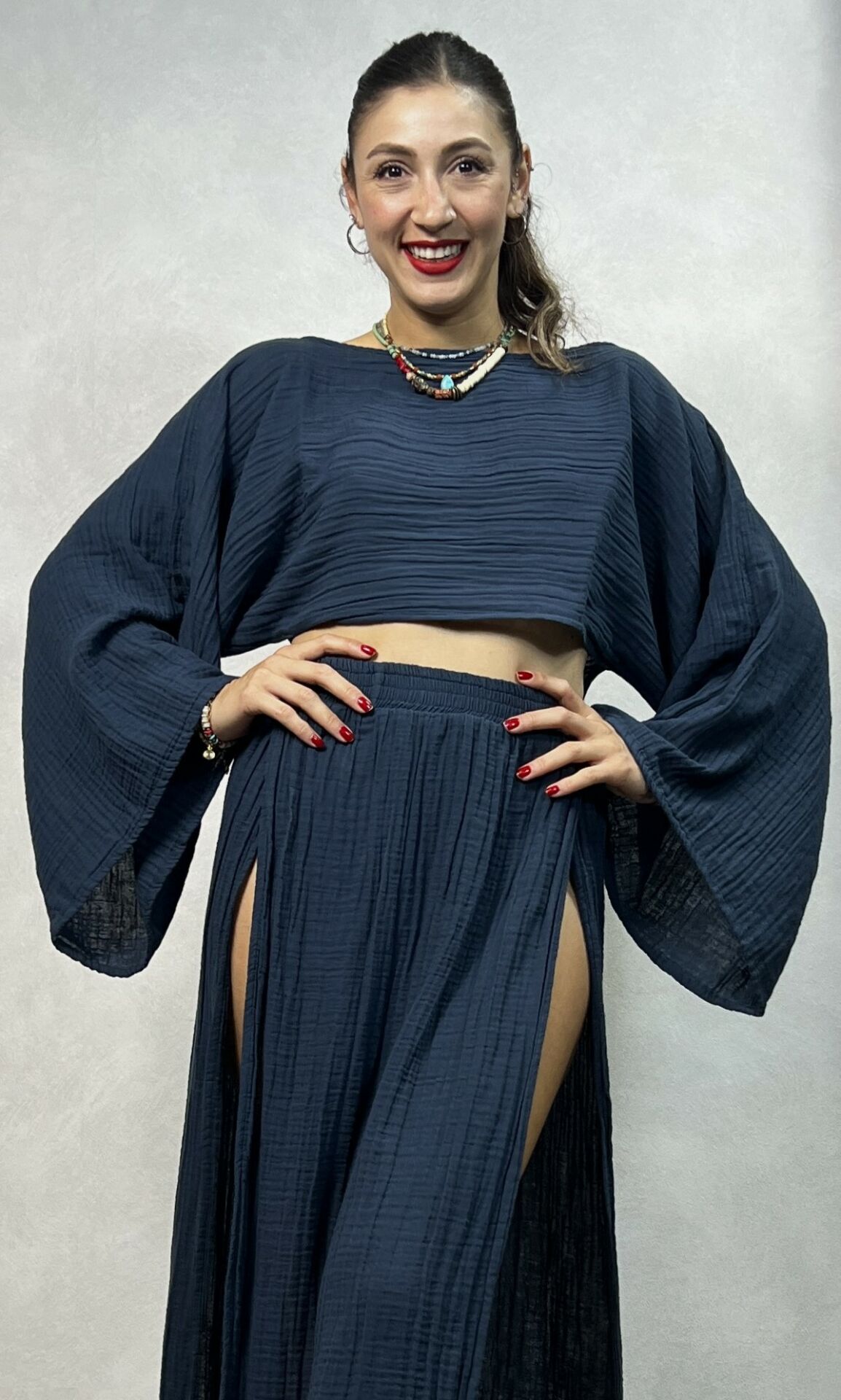Bia Müslin Bluz Midnight Navy - Lacivert