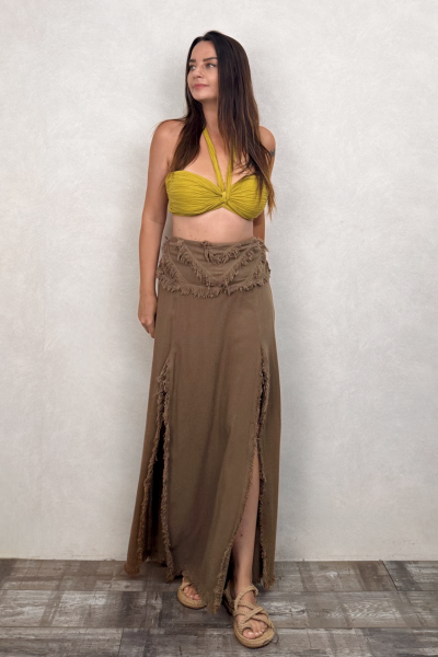 Penelope Üç Parça Crop Golden Olive - Limon Küfü
