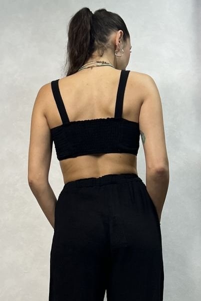 Juno Müslin Crop - Siyah