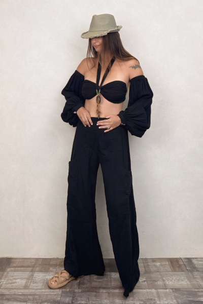 Penelope Üç Parça Crop - Siyah