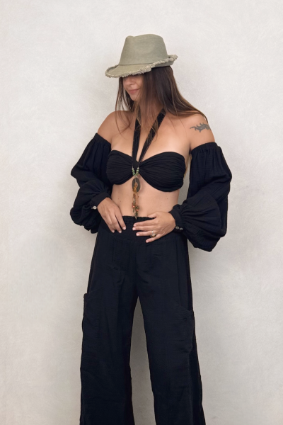 Penelope Üç Parça Crop - Siyah